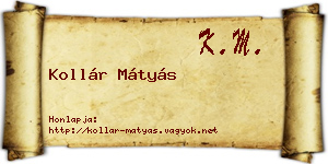 Kollár Mátyás névjegykártya